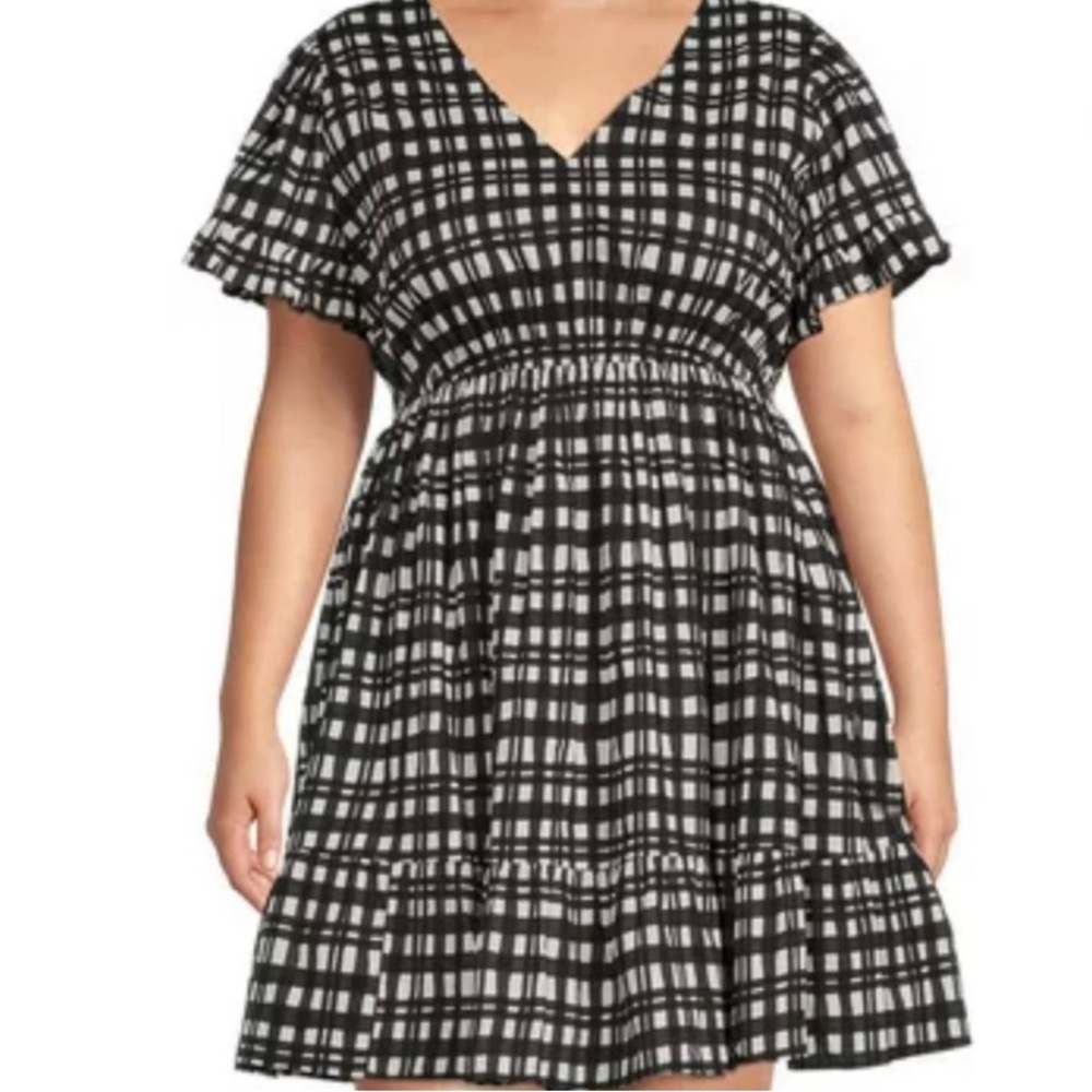 Black and White Checkered Midi Dress